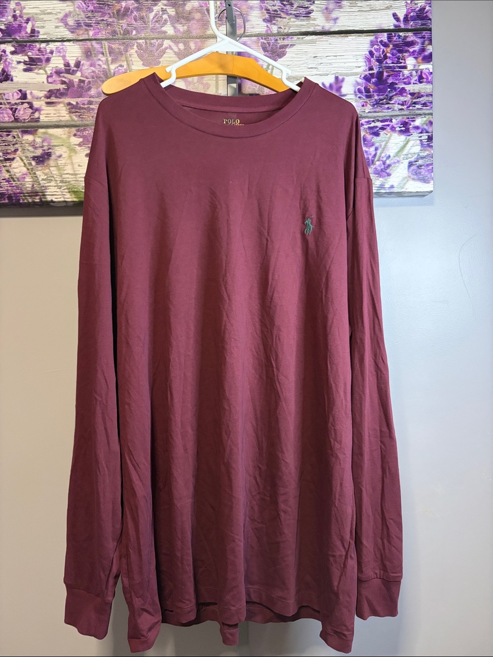 Polo by Ralph Lauren Men's Long-Sleeve Crewneck Tee Shirt - Wine NWOT Size XLT